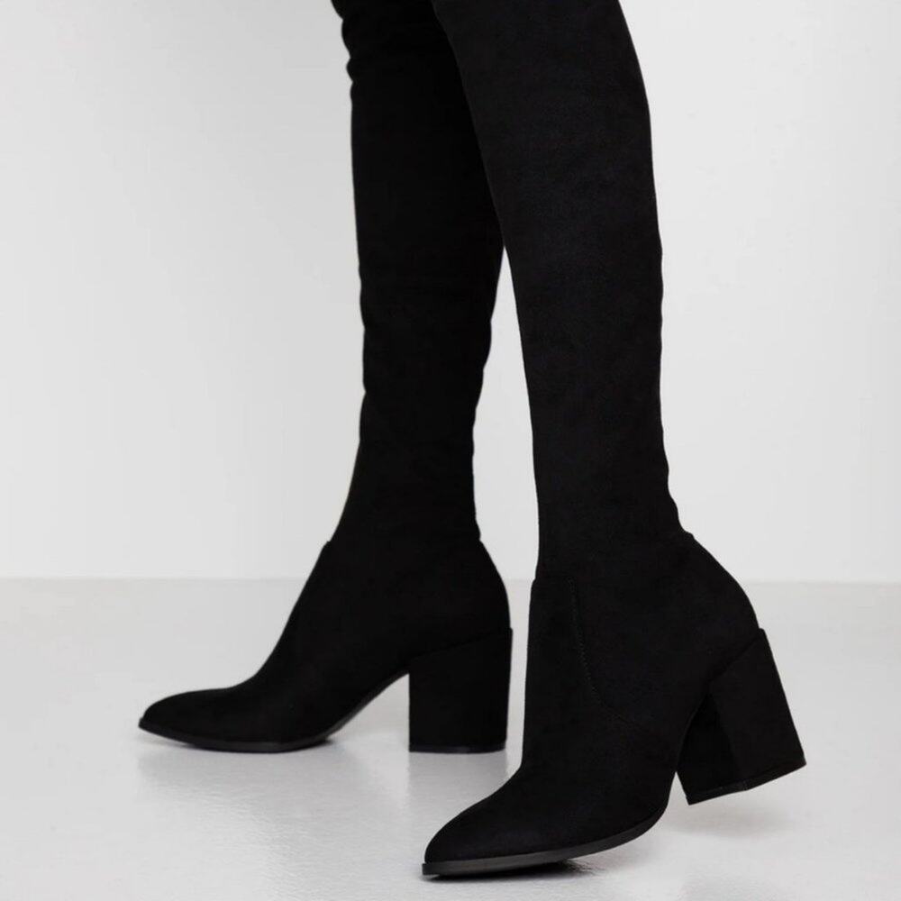 Steve Madden Jacey over-the-Knee Black Microsuede Boots Women's Size 7.5 - Picture 3 of 11